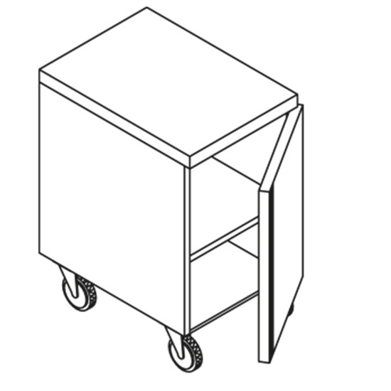 Schrank mit Flügeltür, auf Rädern, 600x700 mm