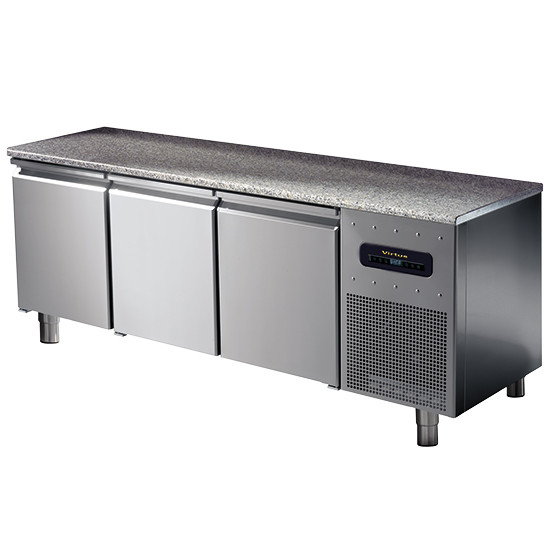 Bäckereitiefkühltisch 3-türig 600x400 mm mit Granitarbeitsplatte