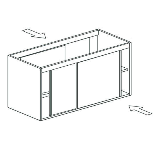 Arbeitsschrank, beidseitig bedienbar, mit Schiebetüren, 1300x700 mm