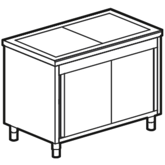 Warmhalteplatten-Element mit vorgespanntem Glas auf geschlossenem Schrank, B=1500 mm, 4x GN 1/1