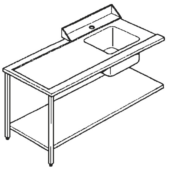 Zulauftisch links mit Becken rechts, B=1800 mm