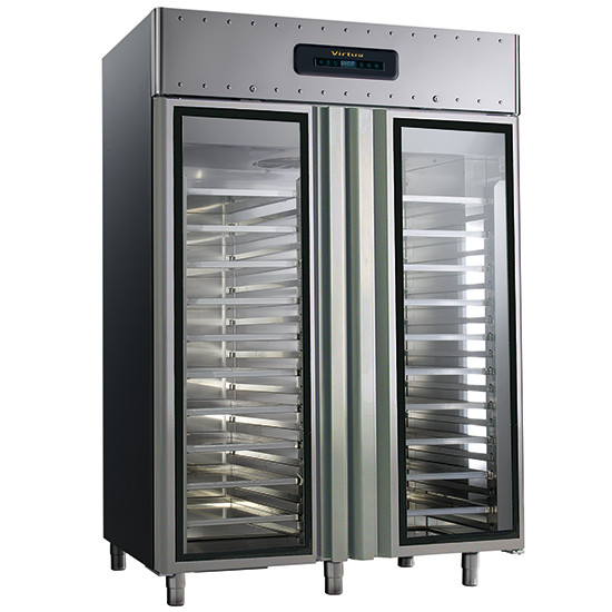 Bäckereikühlschrank 600x400 mm 1400 Liter aus Edelstahl mit Glastüren, -2 °C/+8 °C