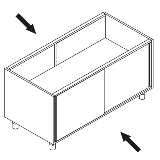 Schrank, beidseitig bedienbar, mit Schiebetüren, mit Zwischenboden, 1550x780 mm